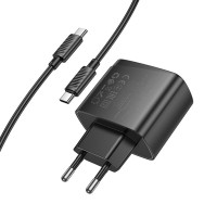 Мережевий зарядний пристрій HOCO CS63A Bright PD65W(1A1C) charger set (C to C)(EU) Black (Колір 7073) - фото № 7