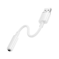 Перехідник BOROFONE BV22 Lemon external sound card USB-A to 3.5 White (Колір 7068) - фото № 3
