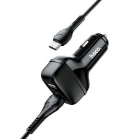 Автомобільний зарядний пристрій HOCO Z36 Leader dual port car charger set(Type-C) Black (Цвет Черный) - фото № 3