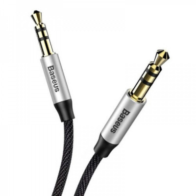 Аудiо-кабель Baseus Yiven Audio Cable M30 0.5M Silver+Black - зображення 1