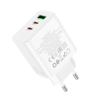 Мережевий зарядний пристрій HOCO C126A Pure power PD40W three-port(2C1A) charger White (Колір Белый) - фото № 4