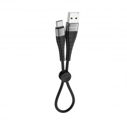 Кабель BOROFONE BX32 USB to Type-C 2.4A, 0.25m, nylon, aluminum+TPE connectors, Black