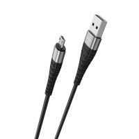 Кабель BOROFONE BX32 USB to Micro 2.4A, 1m, nylon, aluminum+TPE connectors, Black (Колір 7073) - фото № 2