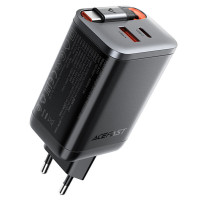 Мережевий зарядний пристрій ACEFAST A111 PD67W GaN charger(2*USB-C+USB-A) with retractable cable Black