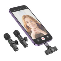 Бездротова мікрофонна система BOROFONE BFK12 Trophy lavalier wireless digital microphone(iP/Type-C) Black (Колір 7073) - фото № 6