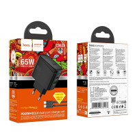 Мережевий зарядний пристрій HOCO CS63A Bright PD65W(1A1C) charger set (C to C)(EU) Black (Колір 7073) - фото № 2