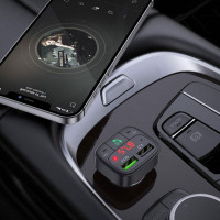 АЗП з FM-модулятором HOCO E59 Promise QC3.0 car BT FM transmitter 18W Black (Цвет Черный) - фото № 6