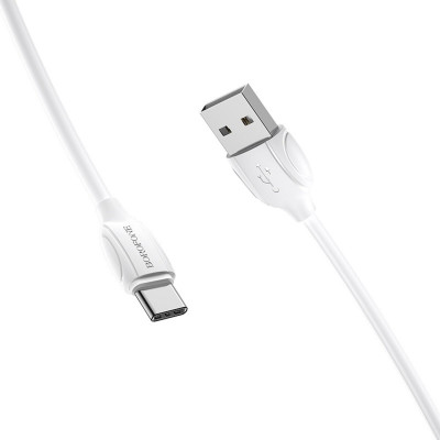 Кабель BOROFONE BX19 USB to Type-C 3A, 1м, ПВХ, разъемы TPE, Белый (BX19CW) - изображение 1