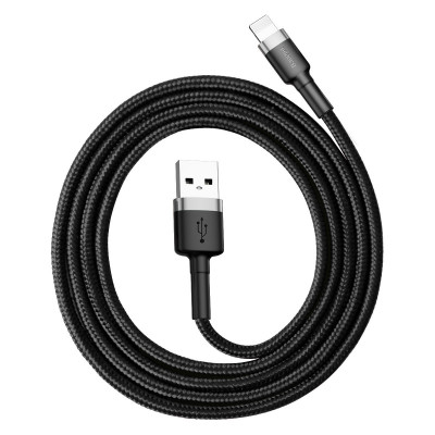 Кабель Baseus Cafule Cable USB For Lightning 2.4A 1m Gray+Black (CALKLF-BG1) - зображення 4