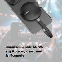 Портативний SSD Apacer Magnetic AS725 1 TB USB 3.2 Gen.2 Type-C MagSafe Black (Колір Black) - фото № 5