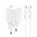 Мережевий зарядний пристрій з кабелем ACEFAST A73 mini PD20W GaN single USB-C charger set (C3-03) White
