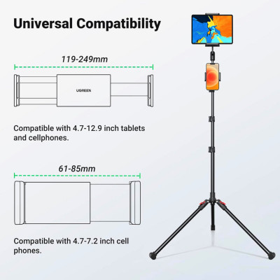 Тримач для мобільного UGREEN LP585 Tablet and Phone Tripod Stand (UGR-15647) - изображение 8