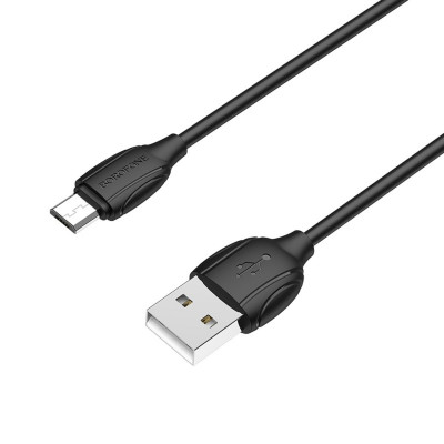 Кабель BOROFONE BX19 USB to Micro 2.4A, 1m, PVC, TPE connectors, Black - изображение 2