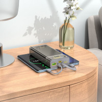 Зовнішній акумулятор HOCO J104A Discovery edition 22.5W fully compatible power bank with cable(20000mAh) Gray (Цвет Gray) - фото № 7