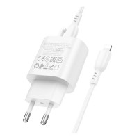Мережевий зарядний пристрій BOROFONE BA82A Platinum single port PD25W charger set (C to iP) (EU) White (Колір Білий) - фото № 3