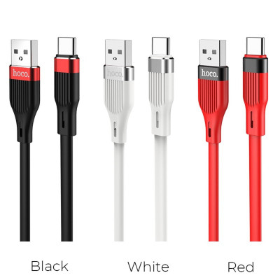 Кабель HOCO U72 USB to Type-C 3A, 1.2m, silicone, TPE connectors, Black - изображение 3
