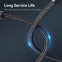 Кабель Vention Nylon Braided USB 2.0 C Male to C Male 3A Cable 2M Black LED Type (TAUBH) (Цвет 7073) - фото № 4