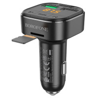 АЗП з FM-модулятором BOROFONE BC43 Flash QC3.0 car BT FM transmitter 18W Black (Колір Черный) - фото № 4