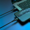 Кабель HOCO U93 USB to iP 2.4A, 1.2m, nylon, aluminum connectors, light indicator, Black (7073)- № 5