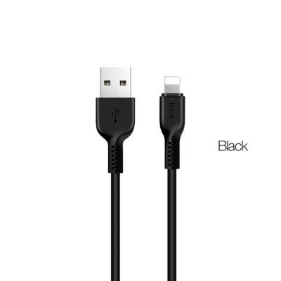 Кабель HOCO X20 USB to iP 2.4A, 1м, ПВХ, разъемы TPE, Черный (6957531068808) - изображение 1