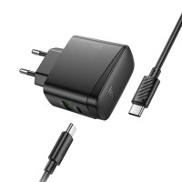 Мережевий зарядний пристрій HOCO CS63A Bright PD65W(1A1C) charger set (C to C)(EU) Black (Колір 7073) - фото № 4