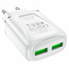 Мережевий зарядний пристрій BOROFONE BA54A Wide road dual port QC3.0 charger 18W White (BA54AW) - зображення 2