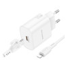 Мережевий зарядний пристрій BOROFONE BA82A Platinum single port PD25W charger set (C to iP) (EU) White (Білий)- № 7