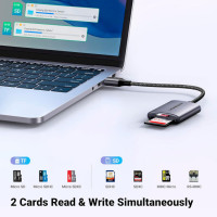 Картрідер UGREEN CM401 USB-A to SD/TF Memory Card Reader Alu Case(UGR-80887) (Колір Metal Gray) - фото № 4