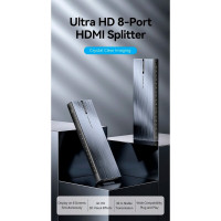 Сплітер Vention 4K 1x8 HDMI Splitter Black Aluminum Alloy Type EU Standard (Колір Black) - фото № 2