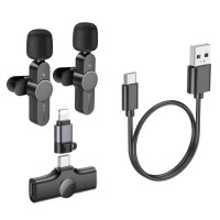 Бездротова мікрофонна система BOROFONE BFK12 Trophy lavalier wireless digital microphone(iP/Type-C) Black (Колір 7073) - фото № 5