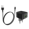Мережевий зарядний пристрій HOCO C70A Cutting-edge single port QC3.0 charger set(Type-C) Black - изображение 2