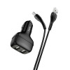 Автомобільний зарядний пристрій HOCO Z36 Leader dual port car charger set(Type-C) Black (Черный)- № 2