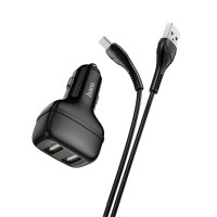 Автомобільний зарядний пристрій HOCO Z36 Leader dual port car charger set(Type-C) Black (Цвет Черный) - фото № 2