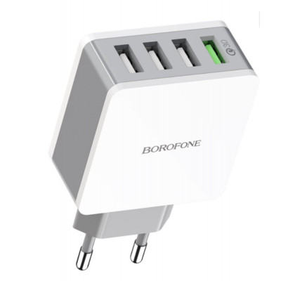 Мережевий зарядний пристрій BOROFONE BA43A Bountiful, wall charger with four USB ports 3.4A White - зображення 1