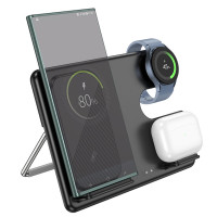 Бездротовий зарядний пристрій HOCO CQ2 Flash folding 3-in-1 wireless fast charger(SAM Watch) Black (Цвет Черный) - фото № 2