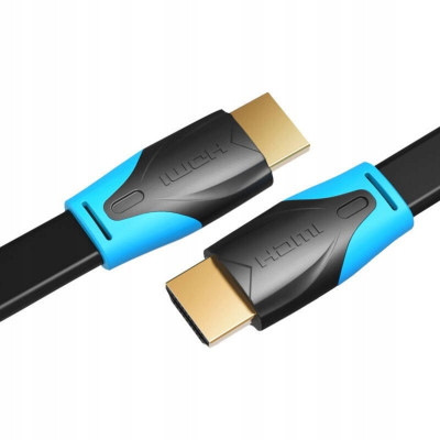 Кабель Vention Flat HDMI v2.0 Cable Плоский 5M Black (VAA-B02-L500) - зображення 3