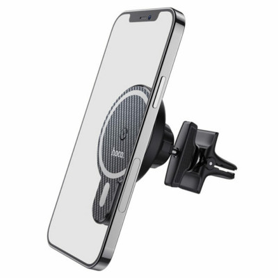 Тримач для мобiльного з БЗП HOCO CA85 Ultra-fast magnetic wireless charging car holder Black - зображення 5
