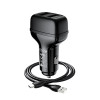 Автомобільний зарядний пристрій HOCO Z36 Leader dual port car charger set(Type-C) Black (Черный)- № 4