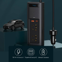 Автомобільний інвертор Baseus In-car Inverter 150W (220V CN/EU) Black (Цвет Черный) - фото № 5