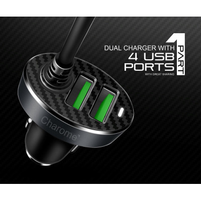 Автомобільний зарядний пристрій CHAROME C7 4-Port Front and Back Seat Car Charger Black (6974324910212) - зображення 1