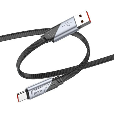 Кабель HOCO U119 USB to Type-C 5A, 1.2m, nylon, aluminum connectors, Black - изображение 2