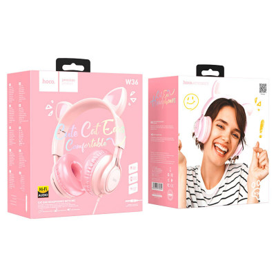 Навушники HOCO W36 Cat ear headphones with mic Pink - зображення 4