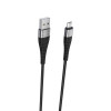 Кабель BOROFONE BX32 USB to Micro 2.4A, 1m, nylon, aluminum+TPE connectors, Black (7073)- № 3