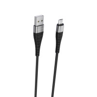 Кабель BOROFONE BX32 USB to Micro 2.4A, 1m, nylon, aluminum+TPE connectors, Black (Колір 7073) - фото № 3