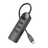 Адаптер Borofone DH6 Erudite 4-in-1 100 Mbps Ethernet Adapter(Type-C to USB2.0*3+RJ45)(L=0.2M) Black (6941991104282)