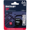 Карта пам'яті microSDXC (UHS-1 U3) Patriot EP Series 64Gb class 10 V30 (R-100MB/s, W-80MB/s) (adapter SD) - № 2