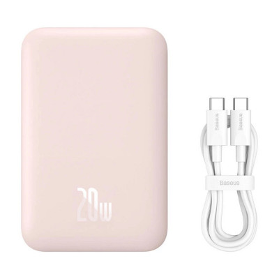 Зовнішній акумулятор Baseus Magnetic Wireless Charging Power bank 6000mAh 20W With Cable Pink - изображение 7