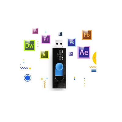 Flash A-DATA USB 3.0 AUV 320 128Gb Black/Blue (AUV320-128G-RBKBL) - зображення 3