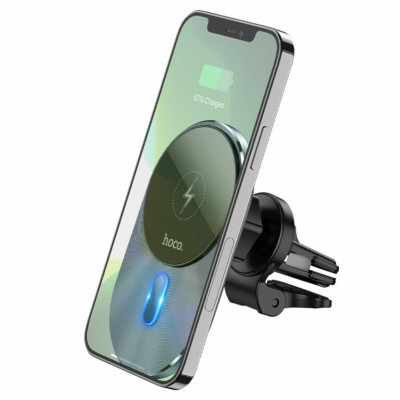 Тримач для мобiльного з БЗП HOCO CA91 Magic magnetic wireless fast charging car holder Gray - зображення 5