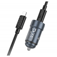 Автомобільний зарядний пристрій HOCO Z57 Glorious single-port PD30W car charger set (C to iP) Metal Gray (Цвет Metal Gray) - фото № 4